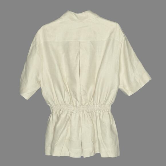 Chanel Boutique US10 Vintage 2 Pc Suit Set 100% Linen Natural Safari Gold Button - Picture 6 of 16